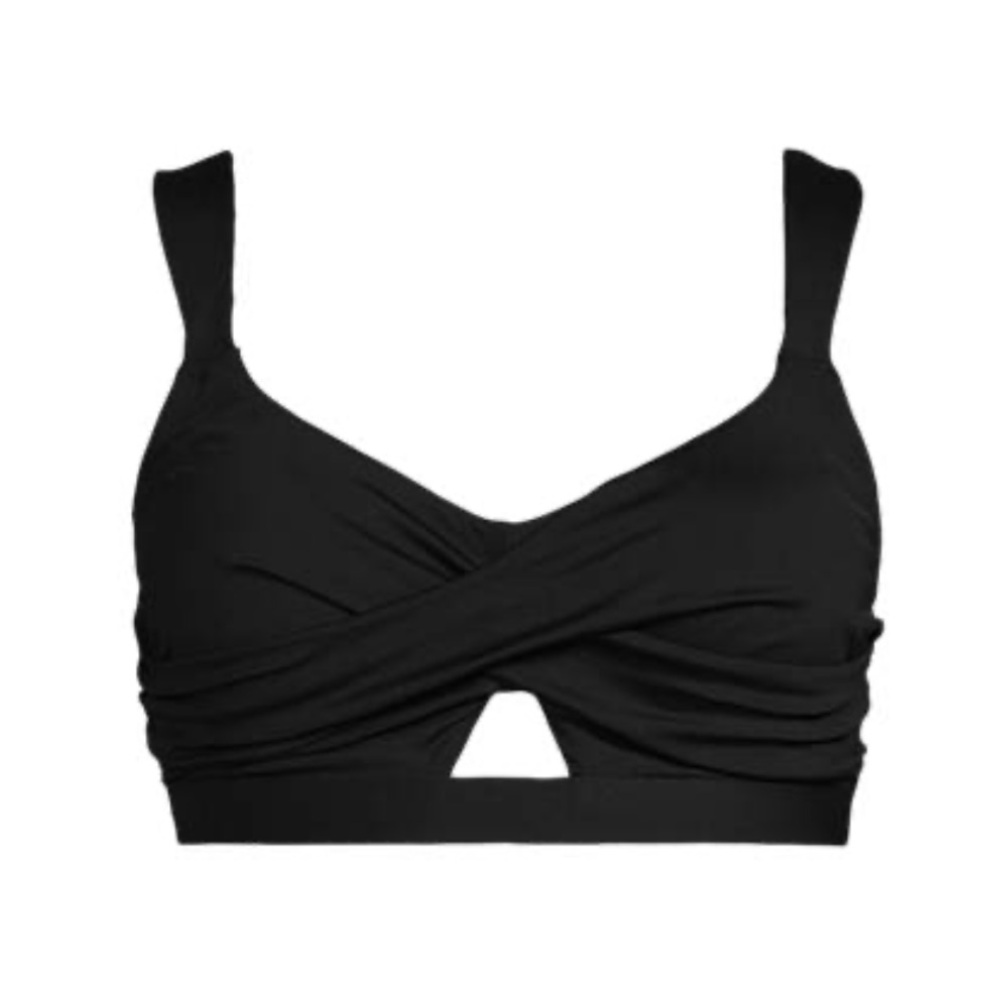 Lands’ End Women’s Plus Size Twist Front Bikini Top - Black - 1X